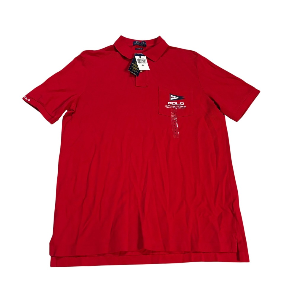Polo Ralph Lauren Mens Red Offshore Sailing Team Pocket Polo Shirt NWT‎ M